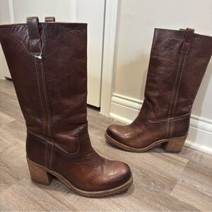Cleo + Wolf Scout Brown Leather Fashion Round Toe Heeled Boots